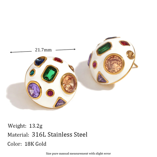 Phatbird Stainless Steel Round Stud Earrings