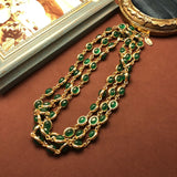 Retro Green Double-Sided Resin Necklace