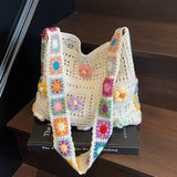 phatbird Floral Crochet Boho Tote Bag