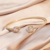 Phatbird Gold Open Cuff Bangle with Emerald & Teardrop Zirconia