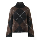 Phatbird Plaid Turtleneck Knit Top & Skirt