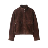 Phatbird brown padded jacket with oversized pockets and high funnel neck - view 6