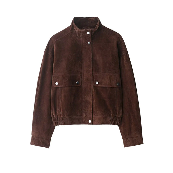 Phatbird brown padded jacket with oversized pockets and high funnel neck - view 6