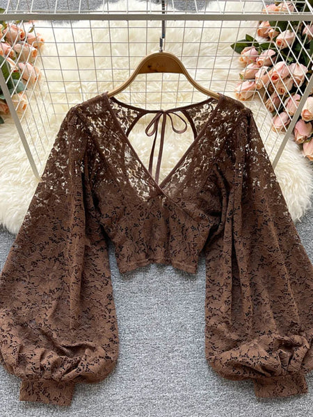 Phatbird Sexy V-Neck Lace Blouse