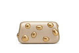 Phatbird Gold Crystal Stone Leather Clutch
