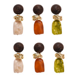 Phatbird Amber Resin Drop Earrings with Gold Knot Detail