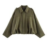 Suede Bomber Lapel Jacket