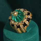 Phatbird Vintage Pumpkin Blue Crystal Rings Open Finger Jewelry Black Dripping Oil Halloween