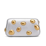Phatbird Gold Crystal Stone Leather Clutch