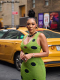 Phatbird Sexy See Through Knitted Maxi Dress Hollow Out Deep Neck Pot Robes Tassel Hem Fork Party