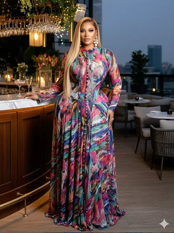 Phatbird Tie Dye Print Long Dress