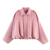 Suede Bomber Lapel Jacket