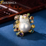 luxury Baroque Pearl Coloured Cocktail Ring