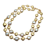 Luxurious Multi-Strand White Coin Pearl Necklace
