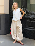 Phatbird cotton lantern wide leg trousers with elasticated waist - view 3