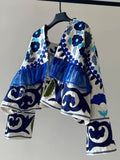 Phatbird Blue Floral Embroidered Open Cardigan