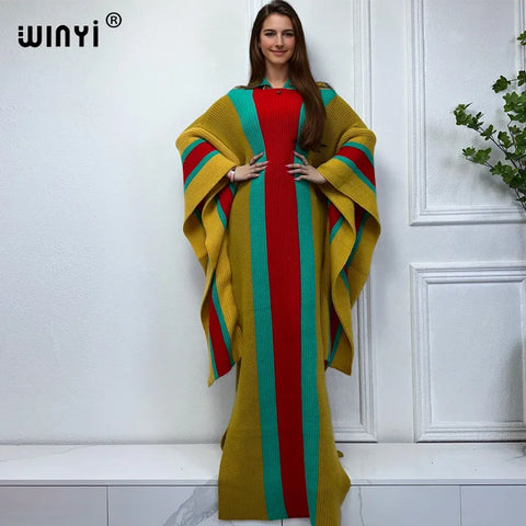 Winter knitted elastic maxi long dress