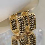 Phatbird Huitan Korean Fashion CZ Paved Hoop Earrings