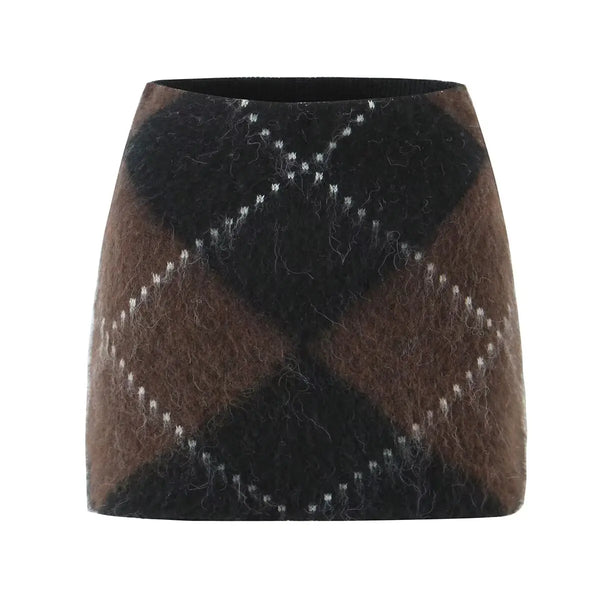 Phatbird Plaid Turtleneck Knit Top & Skirt