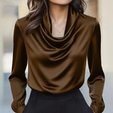Phatbird Bordeaux Drape Silk-Touch Blouse