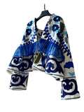 Phatbird Blue Floral Embroidered Open Cardigan