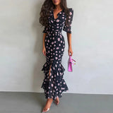 Phatbird Organza Floral Puff-Sleeve Maxi Gown