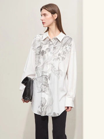 Spring Collection Cotton Blend Print Shirt