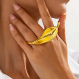 Exaggerated Metal Leaf Shaped Rings