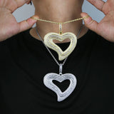 Big Hollow Heart Pendant Necklace