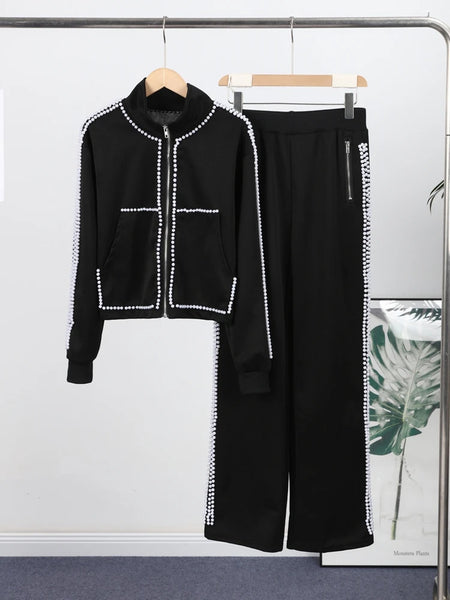 Phatbird Pearl-Trim Wide-Leg Trouser Co-ord Set