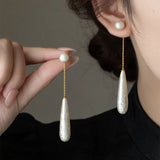 Phatbird Elegant Water Drop Imitation long pearl Earrings