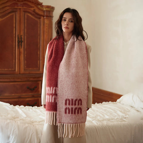 Phatbird Reversible Wool Blend Tassel Scarf