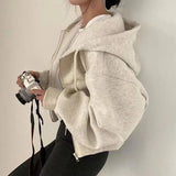 Phatbird fleece-lined cropped zip hoodie with drawstring hood - view 5