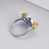 Blue Agate Little Dogs Cats Ring