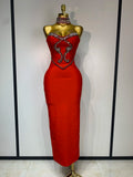 Luxury Beaded Strapless Bandage Dress