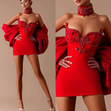 Phatbird Crimson Siren Rhinestone Mini Dress