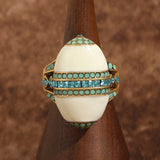 Vintage White Enamel Opal Ring