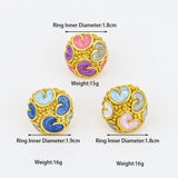 Phatbird Chunky Gold Dome Ring with Multicolor Enamel Swirl Detail