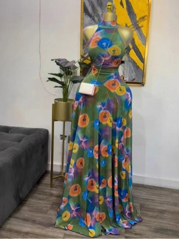 Phatbird Sleeveless Print Mermaid Maxi Dress