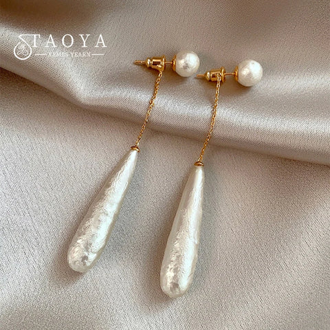 Phatbird Elegant Water Drop Imitation long pearl Earrings