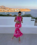 Sleeveless 3D Floral Embroidery Mesh Maxi Dress