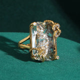 Phatbird Vintage Luxury Gold-Plated Crystal Claw-Set Ring