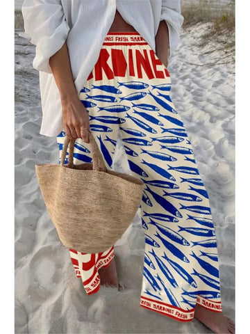 Phatbird Tropical Fish Print Wide-Leg Trousers