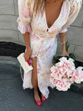 Phatbird Organza Floral Puff-Sleeve Maxi Gown