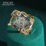 Phatbird Vintage Luxury Gold-Plated Crystal Claw-Set Ring