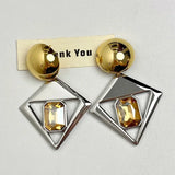 Phatbird Hyperbole Square Pendant Earrings Female Geometric Hollow Smooth Glossy Gold Silver Color