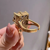 Phatbird Vintage Luxury Gold-Plated Crystal Claw-Set Ring