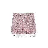 Phatbird Sequin Tassel Crop Top & Mini Skirt Set