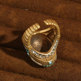 Vintage White Enamel Opal Ring