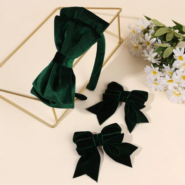Double-Layer Velvet Bow Headband